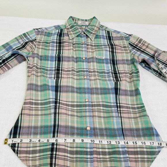 Vintage Guess Plaid Western Shirt Medium Womens Guess Snaps Button Down Shirt M - Picture 16 of 16